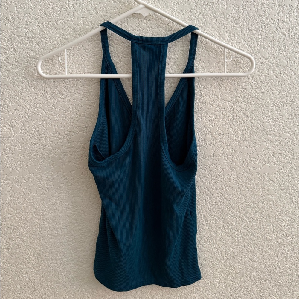 Teal Sleeveless Women's Halter Top - Picture 2 of 3